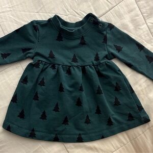 Hanna Andersson Forest Green Dress with Black Tree Print